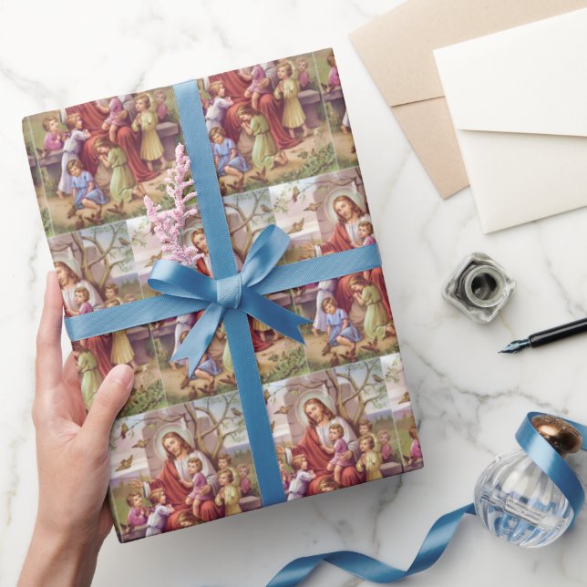 Vintage Jesus With Children Wrapping Paper (Gifting)