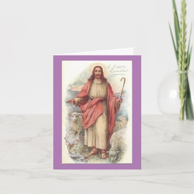 Vintage Jesus With Sheep Card (Front)