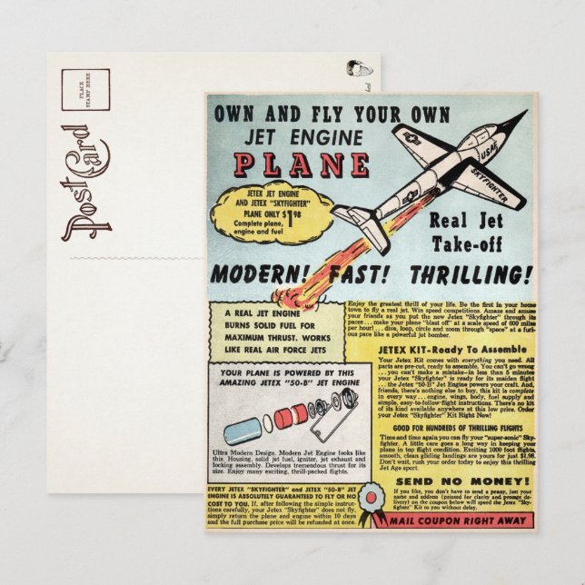Vintage Jet Plane Advertisement Postcard  (Front/Back)