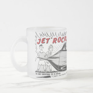 Vintage Jet Rocket Space Ship Ad  Frosted Glass Coffee Mug
