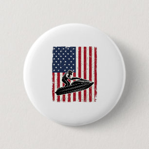 Vintage Jet Ski American Flag Vector Shirt Design_ 6 Cm Round Badge