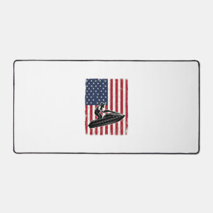 Vintage Jet Ski American Flag Vector Shirt Design_ Desk Mat
