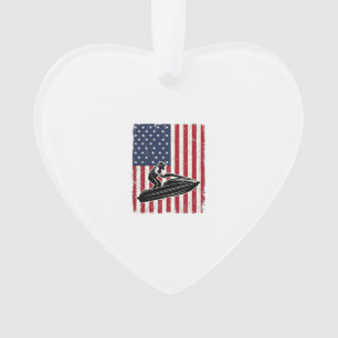 Vintage Jet Ski American Flag Vector Shirt Design_ Ornament