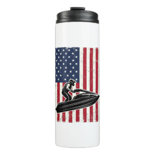 Vintage Jet Ski American Flag Vector Shirt Design_ Thermal Tumbler