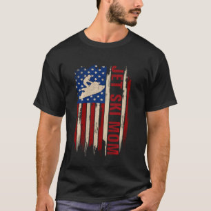 Vintage Jet Ski Mum American Usa Flag Sports Skiin T-Shirt