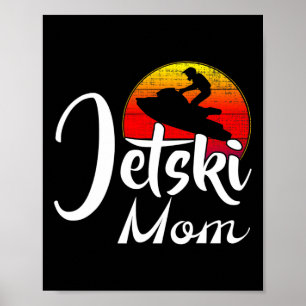 Vintage Jet Ski Mum Retro Sunset Funny Skiing Spor Poster