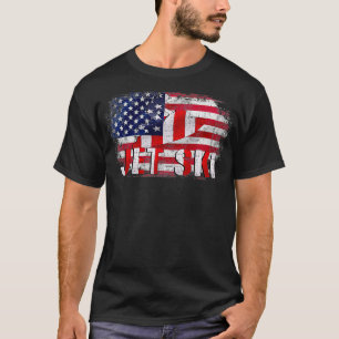 Vintage Jet Ski With American Flag Jet Skiiing Jet T-Shirt
