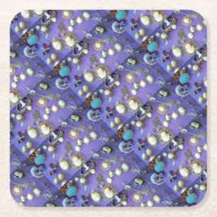vintage jewellery collection square paper coaster