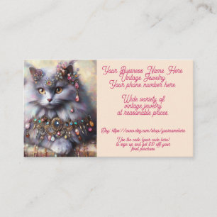 Vintage Jewellery Nebelung Cat Shop Sales Etsy Business Card