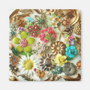 Vintage Jewels Floral Magnet