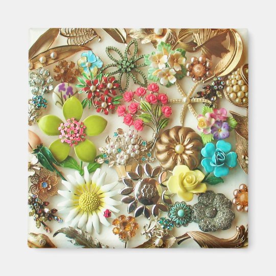 Vintage Jewels Floral Magnet