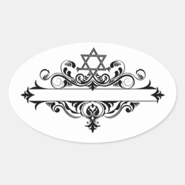 Vintage Jewish Header Oval Sticker (Front)