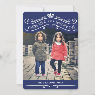 Vintage Jewish Sweet New Year Photo Card – Blue