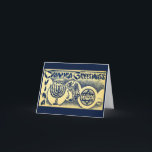 Vintage Jewish Welfare Board Hanukkah Holiday Card<br><div class="desc">This vintage 1945 design will make your Hanukkah cards a real stand-out to every recipient. On the back, I've pre-printed "צ'ג אורים סמח" in yellow on a dark blue field to match the design on the front. You can add a printed message inside, or leave it blank. Add some history...</div>