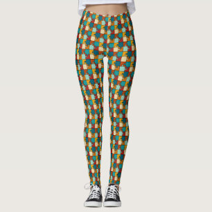 Vintage Jigsaw Puzzle Pieces Pattern Leggings