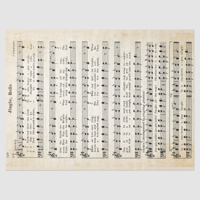 Vintage Jingle Bells Tissue Paper and Decoupage  (Front)