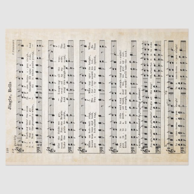 Vintage Jingle Bells Tissue Paper and Decoupage  (Front)