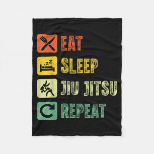 Vintage Jiu Jitsu Brazilian BJJ Eat Sleep Jiu Fleece Blanket