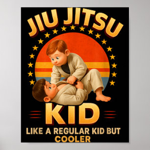 Vintage Jiu Jitsu Kid Brazilian BJJ Martial Arts Poster
