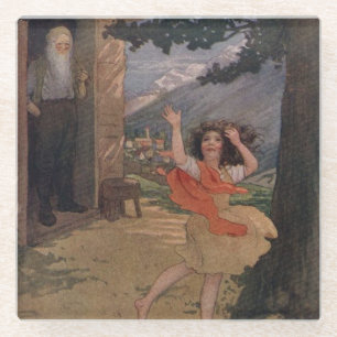 Vintage Johanna Spyri Heidi of the Swiss Alps Glass Coaster