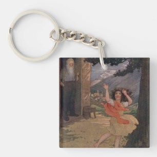 Vintage Johanna Spyri Heidi of the Swiss Alps Key Ring