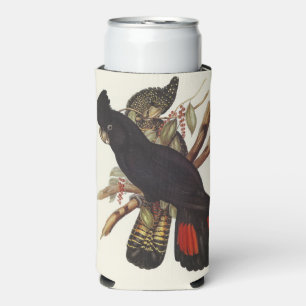 Vintage John Gould Red-Tailed Black Cockatoo Art Seltzer Can Cooler