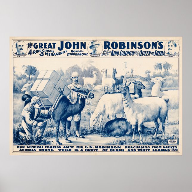 Vintage John Robinson Circus Poster (Front)