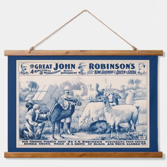 Vintage John Robinson Circus Poster Hanging Tapestry (Front)