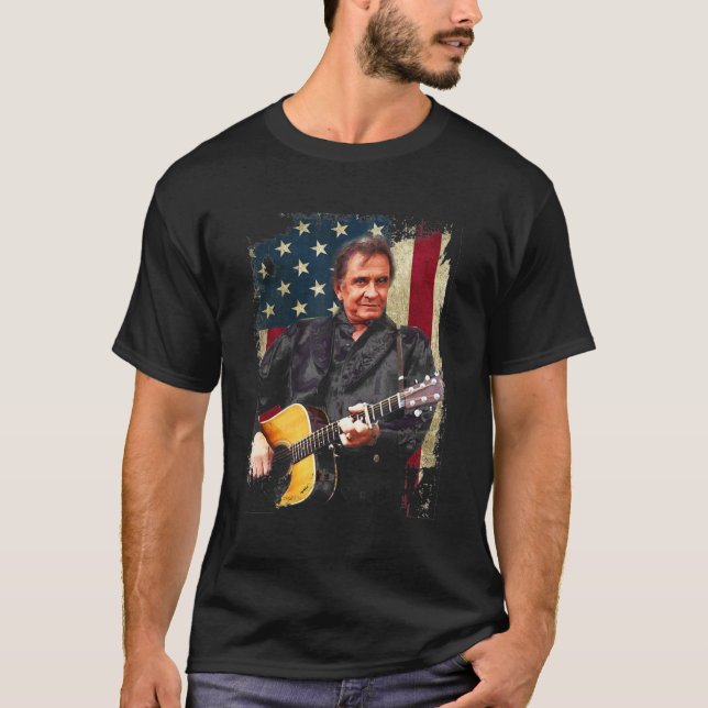 Vintage Johnny shirt Cash Country Music Retro Flag (Front)