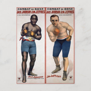 Vintage Johnson VS Jeffries Boxing Postcard