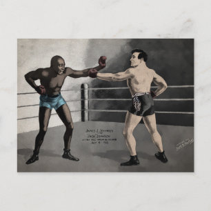 Vintage Johnson VS Jeffries Boxing Postcard