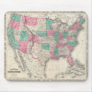 Vintage Johnson's Map of the United States (1866) Mouse Mat
