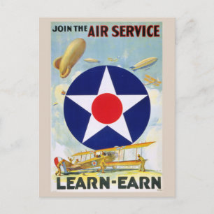 Vintage Join The Air Service Learn-Earn Postcard