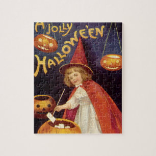Vintage Jolly Halloween Witch by Ellen Clapsaddle Jigsaw Puzzle