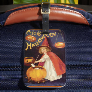 Vintage Jolly Halloween Witch by Ellen Clapsaddle Luggage Tag