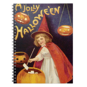 Vintage Jolly Halloween Witch by Ellen Clapsaddle Notebook