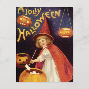Vintage Jolly Halloween Witch by Ellen Clapsaddle Postcard