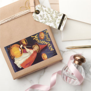 Vintage Jolly Halloween Witch by Ellen Clapsaddle Rectangular Sticker