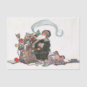 Vintage Jolly Old Elf Santa Claus Gifts Christmas Tissue Paper