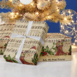 Vintage Jolly Old Saint Nicholas Christmas Carol Wrapping Paper<br><div class="desc">Beautiful Christmas wrapping paper featuring holly berry and Saint Nicholas on vintage ephemera "Jolly Old Saint Nicholas" Christmas carol script print. Your present will look extra jolly under the tree. Ideal for vintage lovers.</div>