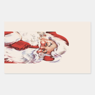 Vintage Jolly Old Santa Shhh Beige Rectangular Sticker