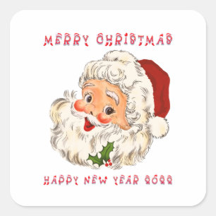 Vintage Jolly Santa Christmas Square Sticker