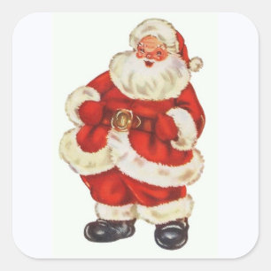 Vintage Jolly Santa Claus Square Sticker