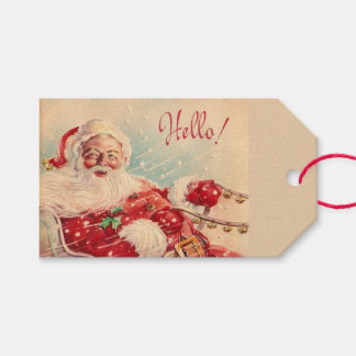 Vintage Jolly Santa Hello Gift Tags
