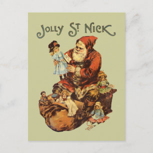 Vintage Jolly St. Nick Holiday Postcard