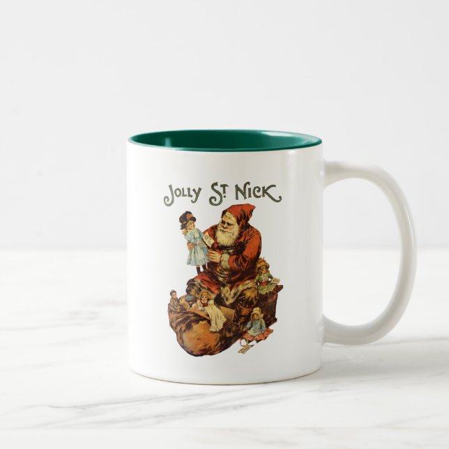 Vintage Jolly St. Nick Two-Tone Coffee Mug (Right)