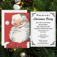 Vintage Jolly Winking Santa Claus, Christmas Party