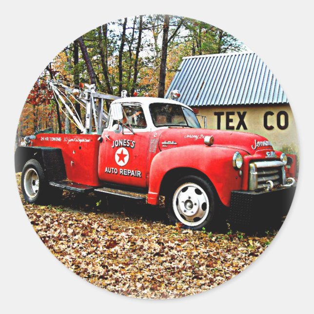 Vintage Jones Tow Truck Classic Round Sticker (Front)