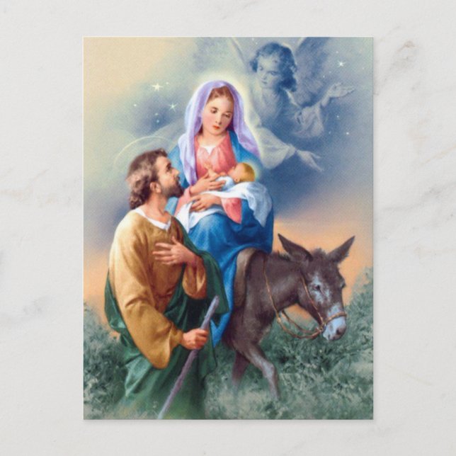 Vintage Joseph And Mary With Baby Jesus Postcard (Front)