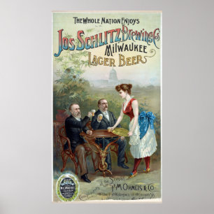 Vintage Joseph Schlitz Brewing Company Lager Beer Poster